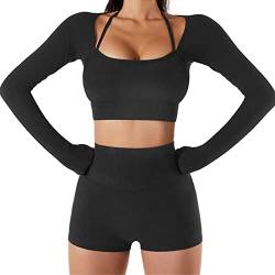 Damen Crop Tops Sportshirt Neckholder Sports Yoga Gym Training Oberteile mit Brustpolster (nur Top) von Estink