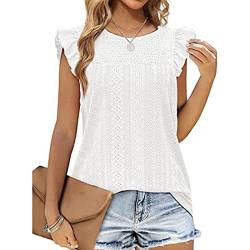 Damen T-Shirt Rüschen Ärmel Oberteil ausgehöhlt Tunika Bluse Tops Sommer Shirts (M) von Estink