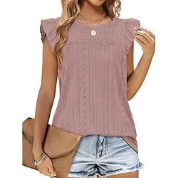 Damen T-Shirt Rüschen Ärmel Oberteil ausgehöhlt Tunika Bluse Tops Sommer Shirts (S) von Estink