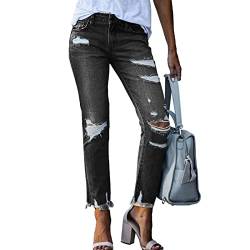 Elastische Skinny-Jeanshose für Damen Im Distressed-Look. Distressed-Jeans mit Rohem Saum und Rissen. Dehnbare Denim-Hose (L) von Estink