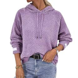 Estink Damen-Sweatshirt mit Kordelzug, Langen Ärmeln und Kapuze, Reine Farbe, Pullover, Strick-Hoodies, Tops (S) von Estink