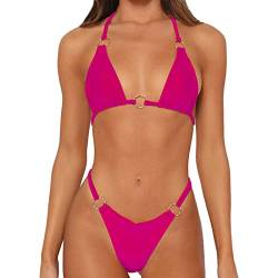 Estink Frauen O String Bikini Sexy Tanga Spaghettiträger Zweiteiliger Badeanzug (M) von Estink