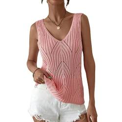 Stricktop Damen Ärmellose Top V-Ausschnitt Shirt Sommer Blusentop Weste Top (S) von Estink