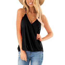 Top Damen Sexy Wrap V-Ausschnitt Top Ärmellos Shirt Tanktops Lässige Trägertop Tunika Top (XXL) von Estink