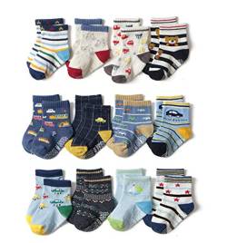Estwell 12 Paar Baby Socken Antirutsch Kinder Rutschfeste Socken Kleinkinder Karikatur Süß Baumwolle Stopper ABS Socken für Baby Jungen Mädchen von Estwell