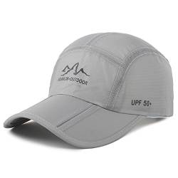 Estwell Baseball Cap, Basecap Herren Damen Baseball Kappen Baseballmütze Faltbarer Verstellbar Baseballkappe für Draussen, Sport und Reisen(B-hell grau) von Estwell