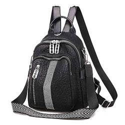 Estwell Rucksack Damen Elegant PU Leder Cityrucksack Umhängetasche Klein Schultertasche Schulrucksack Casual Daypack Tagesrucksack für Schule Reisen Arbeit, Schwarz von Estwell