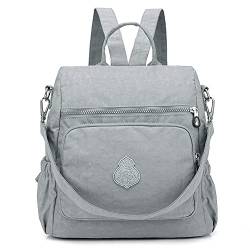 Estwell Rucksack Damen Elegant Schulrucksack Damenrucksack Handtasche Daypack Wasserdicht Nylon Mädchen Schultasche Reiserucksack Anti Diebstahl Rucksäcke, Grau von Estwell