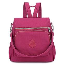 Estwell Rucksack Damen Elegant Schulrucksack Damenrucksack Handtasche Daypack Wasserdicht Nylon Mädchen Schultasche Reiserucksack Anti Diebstahl Rucksäcke, Weinrot von Estwell