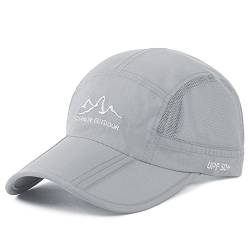 Estwell Sport Trucker Cap Baseballmütze Hut Faltbarer Verstellbar UV Schutz Basecap Baseball Kappe für Damen und Herren (A-hell grau) von Estwell