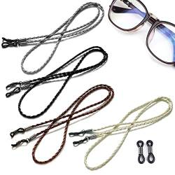 Brillenband PU Leder Brillenbänder Brillenschnur Herren Damen Brillenkette 4 Stück Brillen Band Ketten für Lesebrillen und Sonnenbrillen von Eteamcan