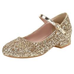 Etebella Damen Pumps Flach mit Riemchen Mary Jane Festliche Glitzer Schuhe (Gold,41) von Etebella