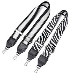 2 Stück Verstellbarer Schultergurt, Etercycle Schulterriemen 5CM Mehrfarbiger Breiter Taschengurt DIY Umhängegurt für Handtasche Crossbody Tasche (Streifen Schwarz, Zebra Schwarz) von Etercycle