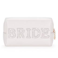 Etercycle Make-up-Tasche mit Aufschrift "Bride To Be", Geschenk für die zukünftige Braut, glitzernde Perlen, Strass, wasserdicht, PU, Reise-Kulturbeutel für Junggesellinnenabschied, Damen, Hochzeit, von Etercycle