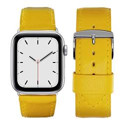 Eternel - Für Apple Watch-kompatibles Uhrenarmband Holi Gelb 38/40/41 mm - Adapter Aluminium silber - Vachetteleder-Armband in Frankreich von Hand gefertigt - Für jede Apple Watch von Eternel