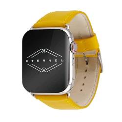 Eternel - Für Apple Watch-kompatibles Uhrenarmband Holi Gelb 42/44/45/49 mm - Adapter Edelstahl silber - Vachetteleder-Armband in Frankreich von Hand gefertigt - Für jede Apple Watch von Eternel