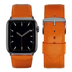 Eternel - Für Apple Watch-kompatibles Uhrenarmband Holi Orange 42/44/45/49 mm - Adapter Space Grey - Vachetteleder-Armband in Frankreich von Hand gefertigt - Für jede Apple Watch von Eternel