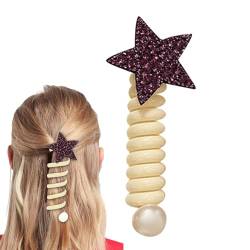 Eteslot Telefonkabel-Haarbänder,Strass-Draht-Haarbänder | Wasserdichte Pferdeschwanz-Zöpfe, festes Haarseil, Zubehör für Mädchen, Kinder, Kinder von Eteslot