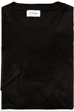 ETON Filo di Scozia Slim Fit T-Shirt Rundhals schwarz, Einfarbig von Eton