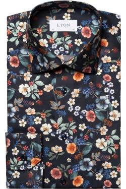 ETON Slim Fit Hemd navy, Blumen von Eton