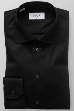ETON Slim Fit Hemd schwarz, Einfarbig von Eton