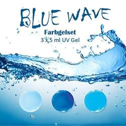 EuBeCos BLUE WAVE Farbgelset 3 x 5 ml MADE IN GERMANY in STUDIO QUALITÄT! Selbstglättend im VORTEILS-SET! von EuBeCos