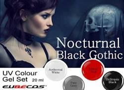 EuBeCos NOCTURNAL BLACK GOTHIC UV Farbgel Set im Vorteils Pack 4 x 5 ml MADE IN GERMANY von EuBeCos