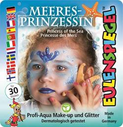 Eulenspiegel 204535 - Motiv-Set Meeresprinzessin, 3 Farben, 1 Glitzer, 1 Pinsel, 1 Anleitung, für ca. 30 Masken, Karneval, Motto-Party von Eulenspiegel