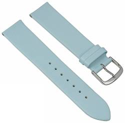 EULIT Uhrenarmband Nappaleder | Weiches Ersatzband in 18mm in Pastelllfarben, Farbe:hellblau, Schließe:Silbern von Eulit
