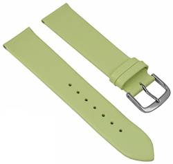 EULIT Uhrenarmband Nappaleder | Weiches Ersatzband in 18mm in Pastelllfarben, Farbe:hellgrün, Schließe:Gelbgolden von Eulit