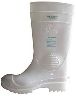 Eurofort Sicherheitsgummistiefel S5 mit Stahlkappe und Durchtrittschutz in gelb, grün, weiß oder schwarz - Größen 37 bis 48 (39, weiß) von Eurofort