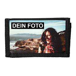 Eurofoto Geldbeutel schmal mit Klettverschluss mit Foto und Text personalisiert | Breite Geldbörse selbst gestalten | Portemonnaie mit Wunschbild von Eurofoto