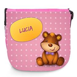 Umhängetasche mit Namen Lucia und süßem Bären-Motiv | Schultertasche für Mädchen von Eurofoto
