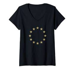 Damen Europa Symbol EU Flagge Sterne Europäische Union T-shirt T-Shirt mit V-Ausschnitt von Europa Symbole by Anne Mathiasz