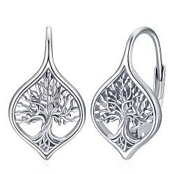Eusense Baum des Lebens Ohrringe 925 Sterling Silber Ohrringe Baum des Lebens Hängende Ohrringe Schmuck Geschenk für Damen Frauen Mädchen von Eusense