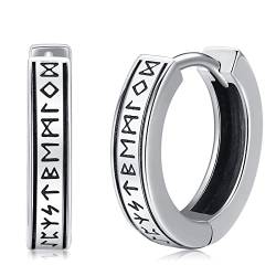 Eusense Unisex Creolen 925 Silber Wikinger Rune Viking Sleeper Ohrringe Schmuck für Damen Herren Männer von Eusense