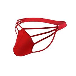 Evankin Herren Sexy Eisseide Tanga Aushöhlen G-Strings Bequeme Atmungsaktive Unterwäsche Jockstrap, Rot/Ausflug, einfarbig (Getaway Solids), Large von Evankin