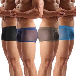 Evankin Herren Unterwäsche Sexy Mesh Atmungsaktiv Boxershorts Low Rise Cool Boxershorts Pack Set, Stil 1 Schwarz/Marineblau/Armee/Himmelblau, Medium von Evankin