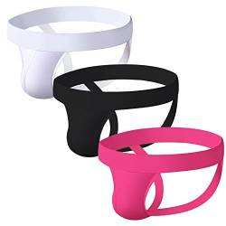 Herren Jockstraps Athletic Supporters Unterwäsche Sexy Jock Strap Sport Baumwolle Stretch Tanga, Pink/Schwarz/Weiß, Medium von Evankin