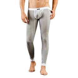 Herren Thermohose Weiche Thermounterwäsche Unterhose Base Layer Lange Unterhose Sexy Niedrige Taille Warme Leggings, 1#grau, Groß von Evankin