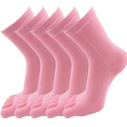 Evedaily Damen Socken Zehensocken Baumwolle Sneakersocken 35-39 Schwarz (5 Paar) (Rosa) von Evedaily