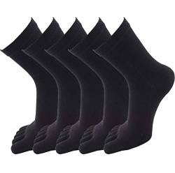 Evedaily Damen Socken Zehensocken Baumwolle Sneakersocken 35-39 Schwarz (5 Paar) (Schwarz) von Evedaily