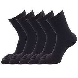 Evedaily Damen Socken Zehensocken Baumwolle Sneakersocken 35-39 Schwarz (5 Paar) (Schwarz-39-43) von Evedaily