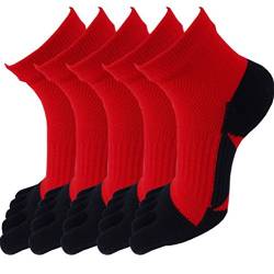 Evedaily Herren Socken Zehensocken Baumwolle Sneakersocken 39-42 (5 Paar) JZMC1688017 (Rot) von Evedaily