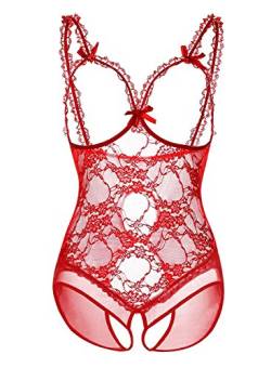 Evelure Frauen Open Cup Crotchless Einteiler Teddy Sexy Dessous Lace Nightie von Evelure