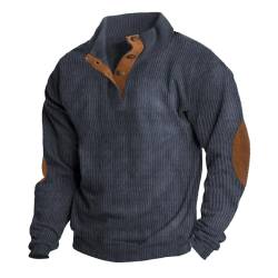 Evember Herren Cord Hemden Langarm - Klassische Hemdjacke für Männer mit Ellenbogen-Patch | Jacke Hemd mit Stehkragen, Pullover für Männer, Kleidung für von Evember
