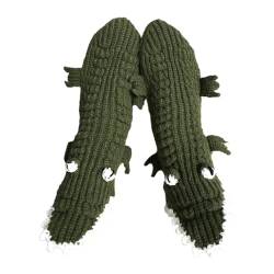 Eventerde Krokodilsocken | Lustige gestrickte Neuheits-Alligator-Bodensocken 2 Stück - Verrückte Socken, süße Tiersocken, lustige Socken für Erwachsene, Frauen, Männer von Eventerde