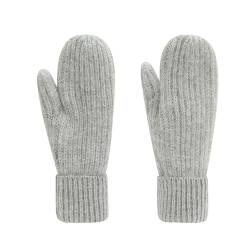 Ever Bloom Damen Handschuhe Herbst Winter, Fausthandschuhe Fäustlinge warm Strickhandschuhe Outdoor, Handschuhe 2023:Hellgrau von Ever Bloom