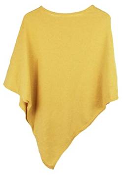 Ever Bloom Strick Poncho Damen, Rundhals, Made in Italy, Winter Herbst Strickponcho Umhang Für Frauen Feinstrick, Einfarbig, Poncho:Crurry von Ever Bloom