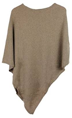 Ever Bloom Strick Poncho Damen, Rundhals, Made in Italy, Winter Herbst Strickponcho Umhang Für Frauen Feinstrick, Einfarbig, Poncho:Khaki von Ever Bloom